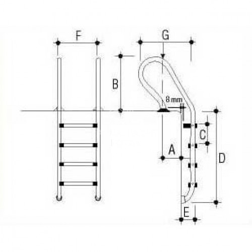 Лестница 3 ступени Gemas COMBINED AISI 304 (0311312)